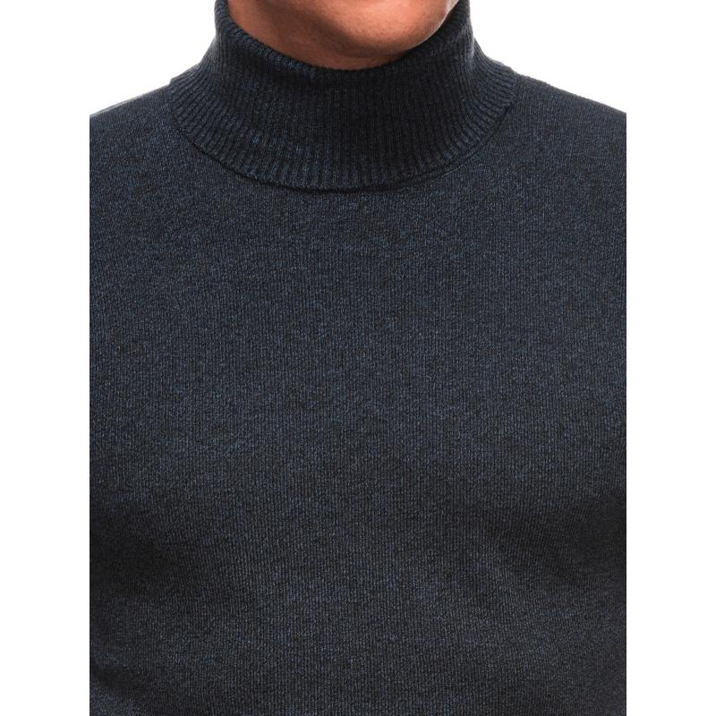 Pánský polo svetr s výstřihem E248 - tmavě modrý