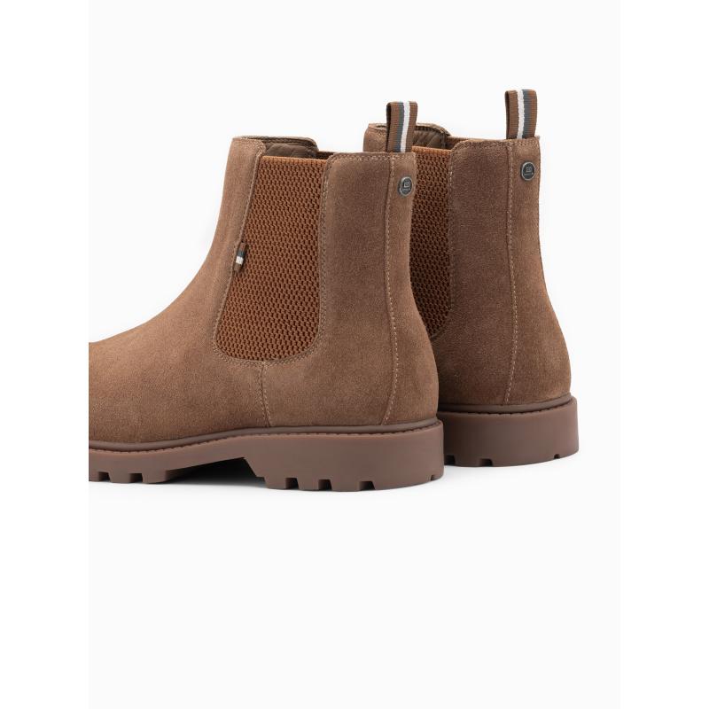 Férfi szarvasbőr slip-on cipő magas felsőrésszel – világosbarna V4 OM-FOBO-0173