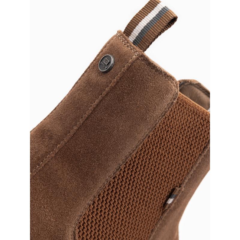 Férfi szarvasbőr slip-on cipő magas felsőrésszel – világosbarna V4 OM-FOBO-0173