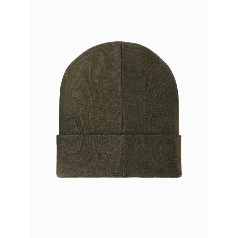Pánská pletená čepice s vyšívaným nápisem – olivová V5 OM-ACWH-0120