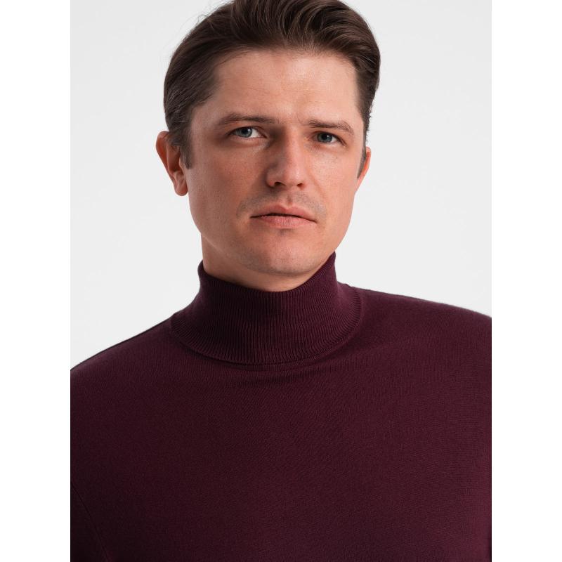 RELAXED FIT férfi pulóver mintákkal – olíva V2 OM-SWSW-0111