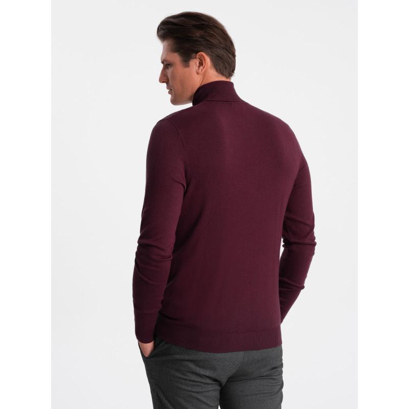 RELAXED FIT férfi pulóver mintákkal – olíva V2 OM-SWSW-0111