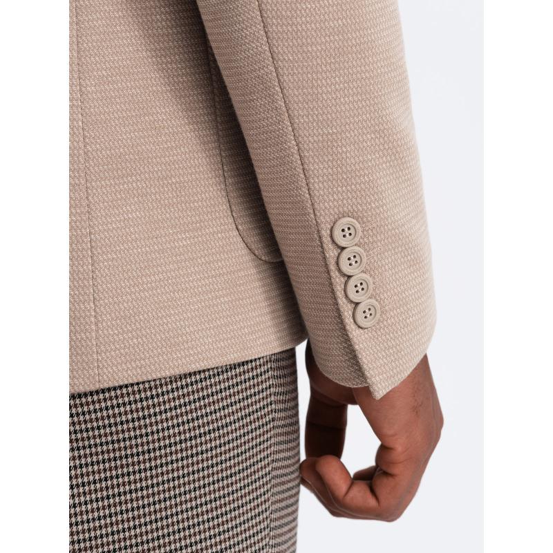 Férfi kabát kapucnis béléssel és magas gallérral - sötétkék V3