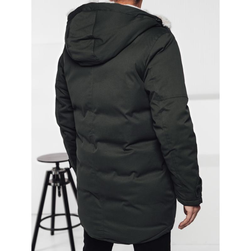 Pánská zimní bunda parka s kapucí zelená