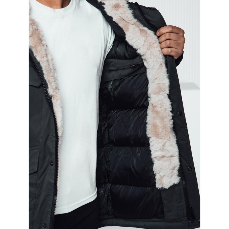 Pánská zimní bunda parka s kapucí zelená