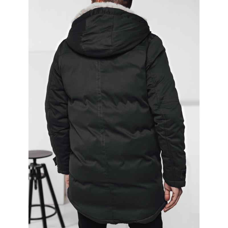 Pánská zimní bunda parka s kapucí zelená