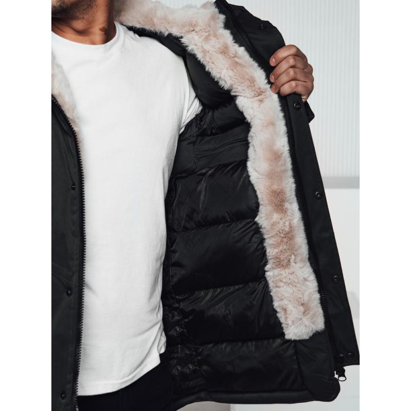 Pánská zimní bunda parka s kapucí zelená