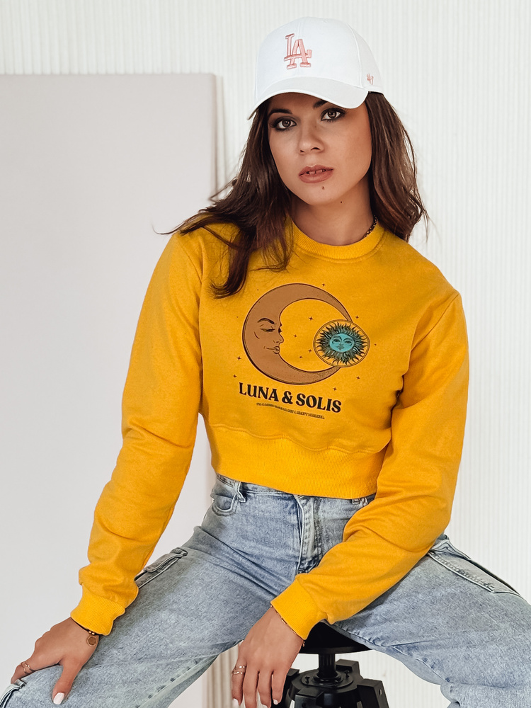 Dámska mikina LUNA crop top žltá