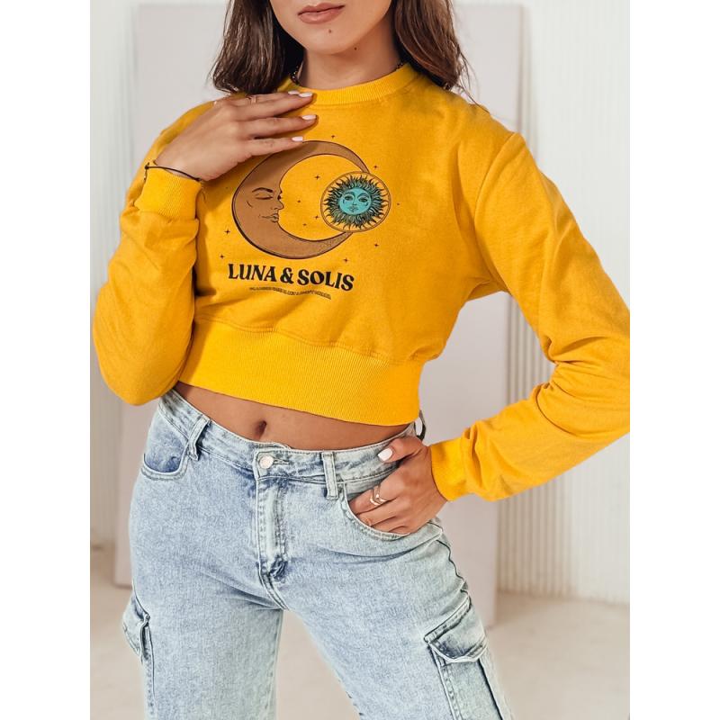 Női pulóver LUNA crop top, sárga