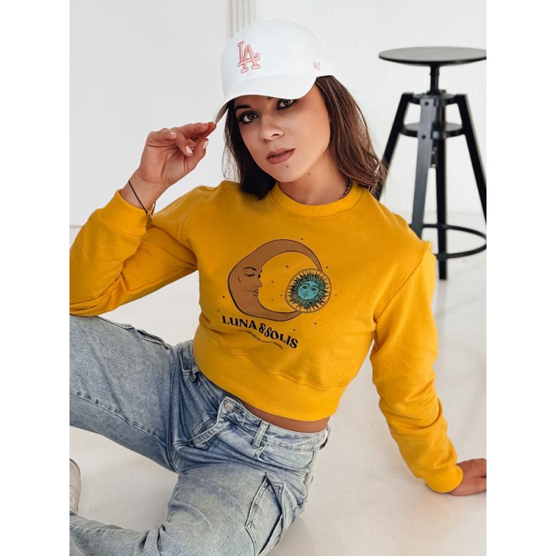Női pulóver LUNA crop top, sárga