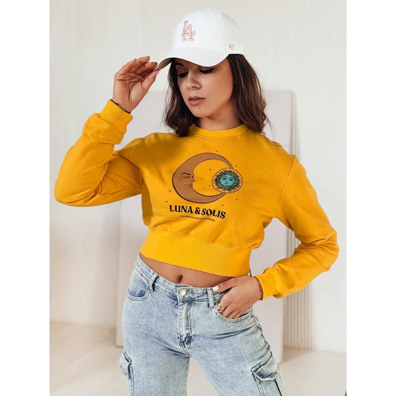 Női pulóver LUNA crop top, sárga