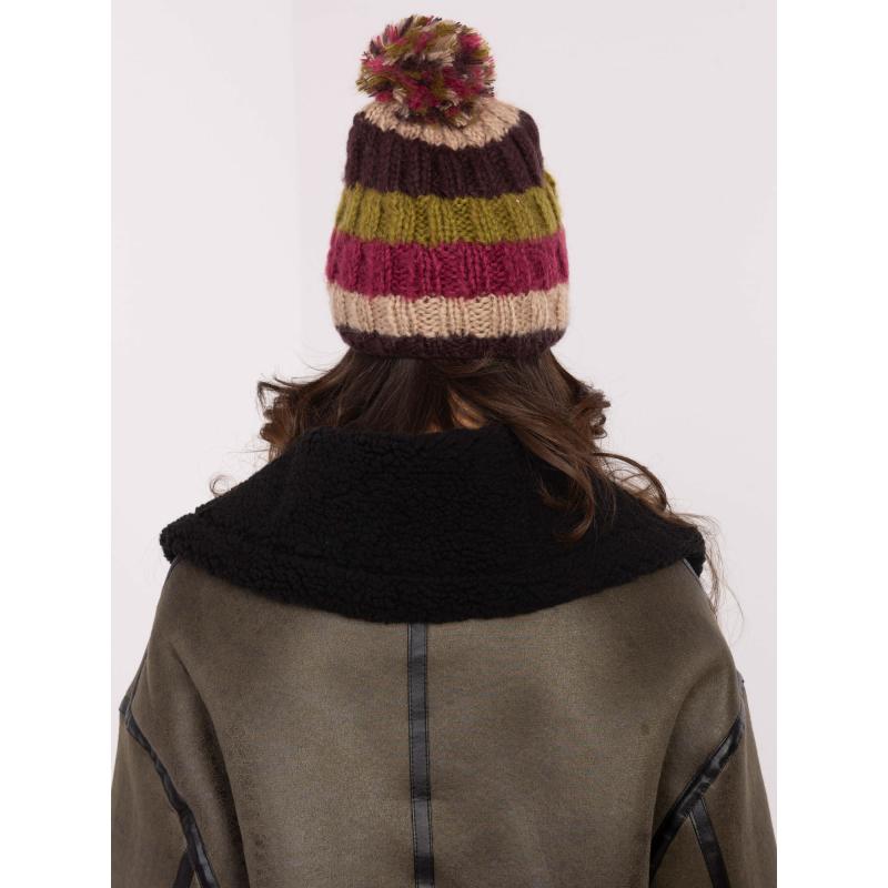 Sötétbézs és khaki színű női téli sapka