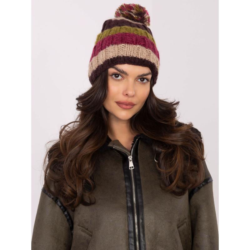 Sötétbézs és khaki színű női téli sapka