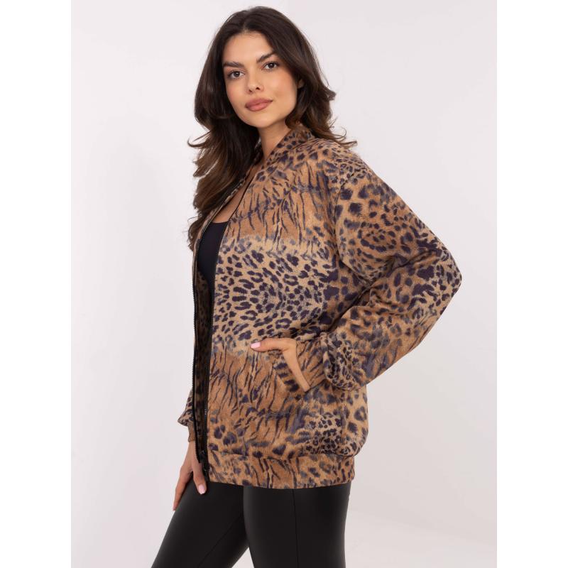 Velbloudí mikina z ekokůže s panteřím pruhem