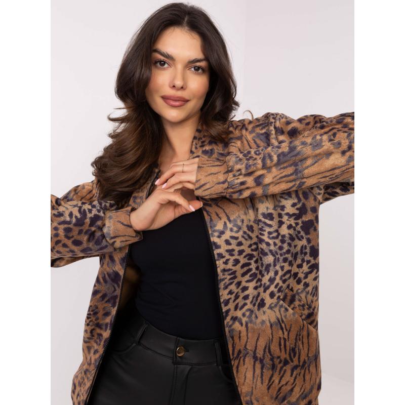 Velbloudí mikina z ekokůže s panteřím pruhem