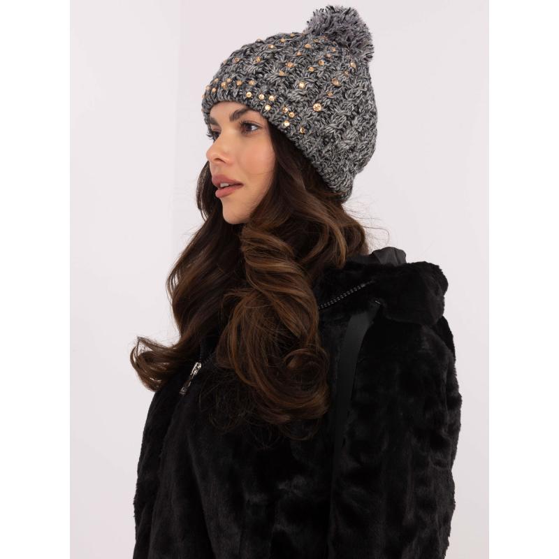 Šedá pletená dámská čepice