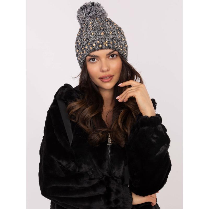 Šedá pletená dámská čepice