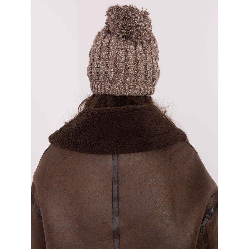 Tmavě béžová dámská čepice se zirkony