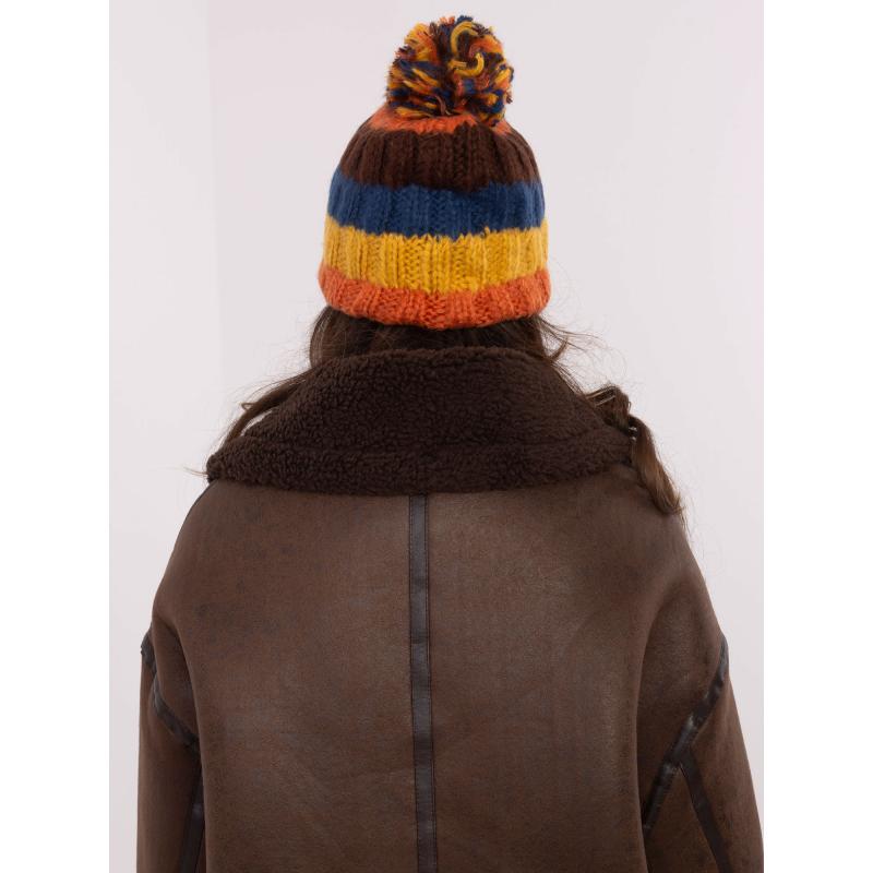 Oranžová a žlutá dámská pletená čepice