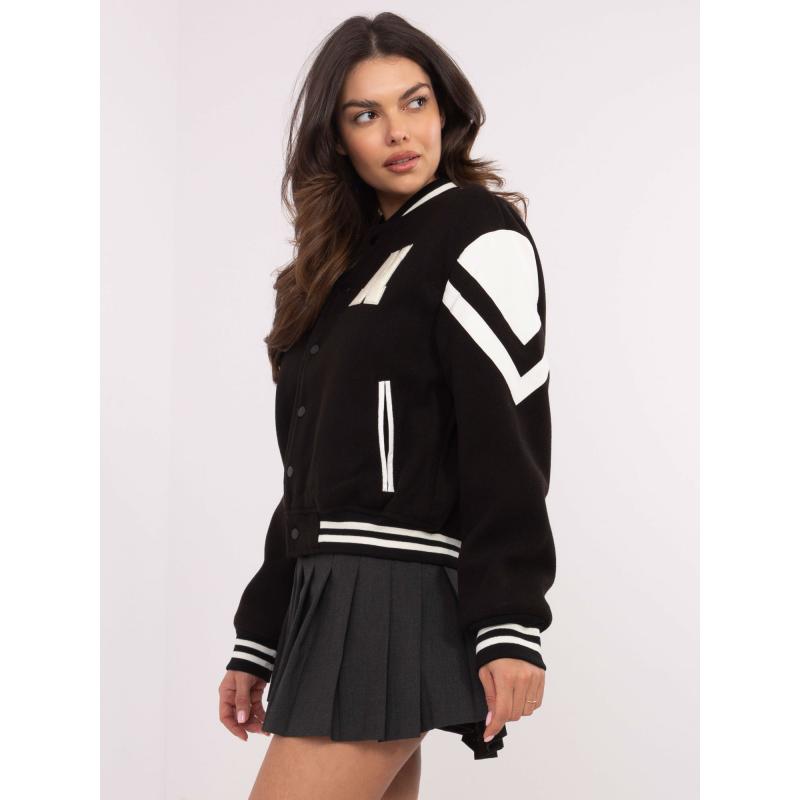 Fekete női bomberdzseki applikációval