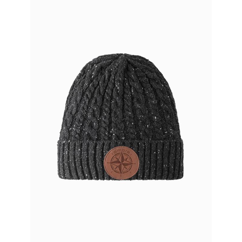 Pánská čepice s kulatou reliéfní nášivkou – grafitová V1 OM-ACWH-0121