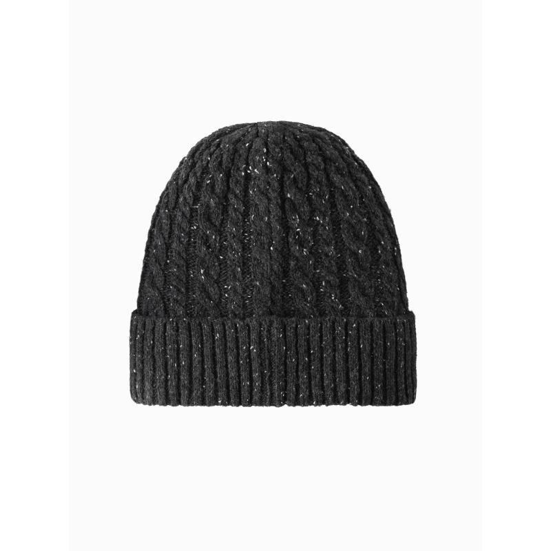 Pánská čepice s kulatou reliéfní nášivkou – grafitová V1 OM-ACWH-0121