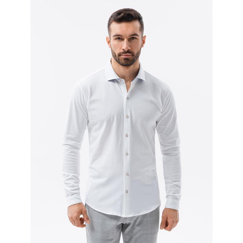 Férfi SLIM FIT póló dekoratív anyagból - kék V1