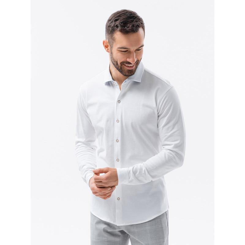 Pánské tričko SLIM FIT z ozdobné tkaniny - modré V1