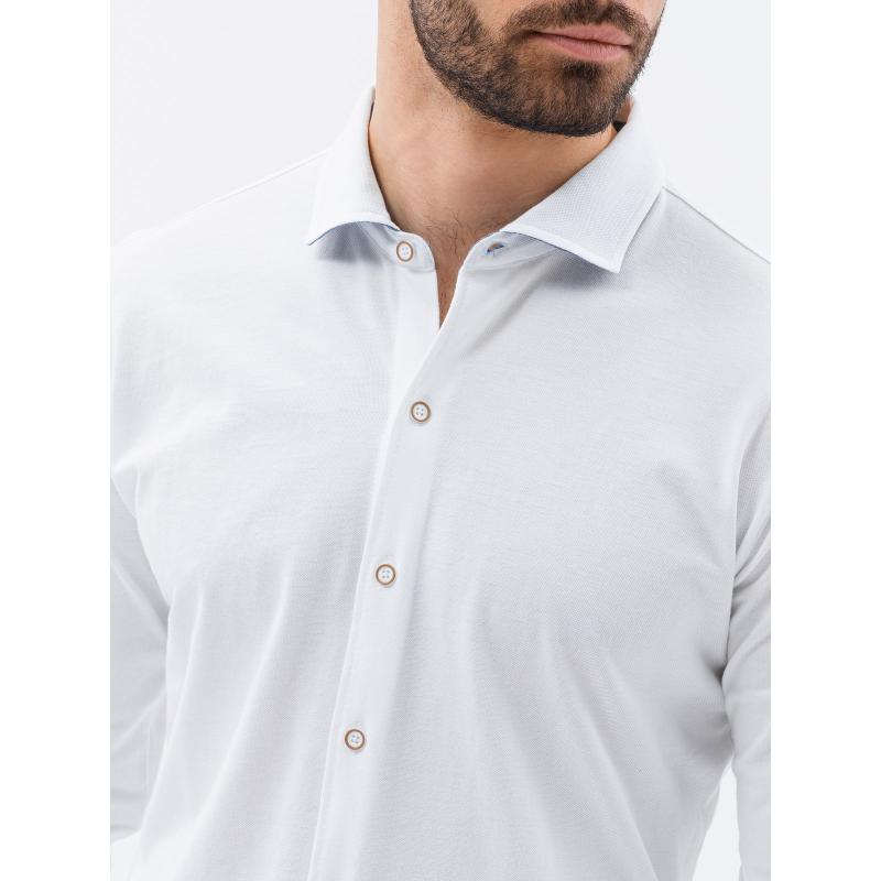 Pánské tričko SLIM FIT z ozdobné tkaniny - modré V1