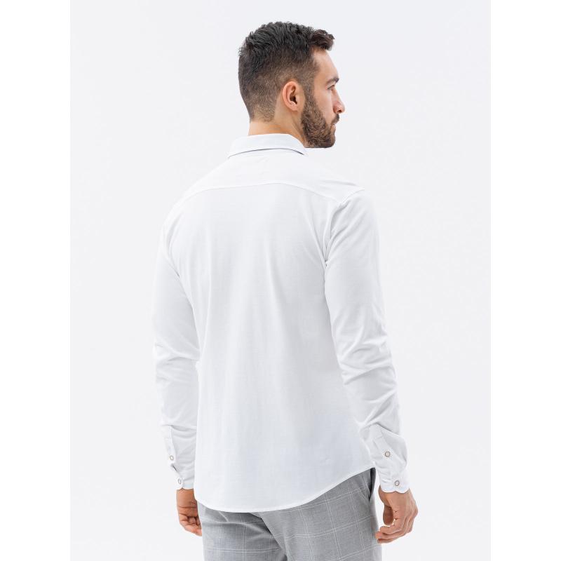 Pánské tričko SLIM FIT z ozdobné tkaniny - modré V1