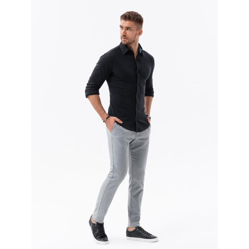 Pánská košile SLIM FIT z ozdobné tkaniny - modrá V1