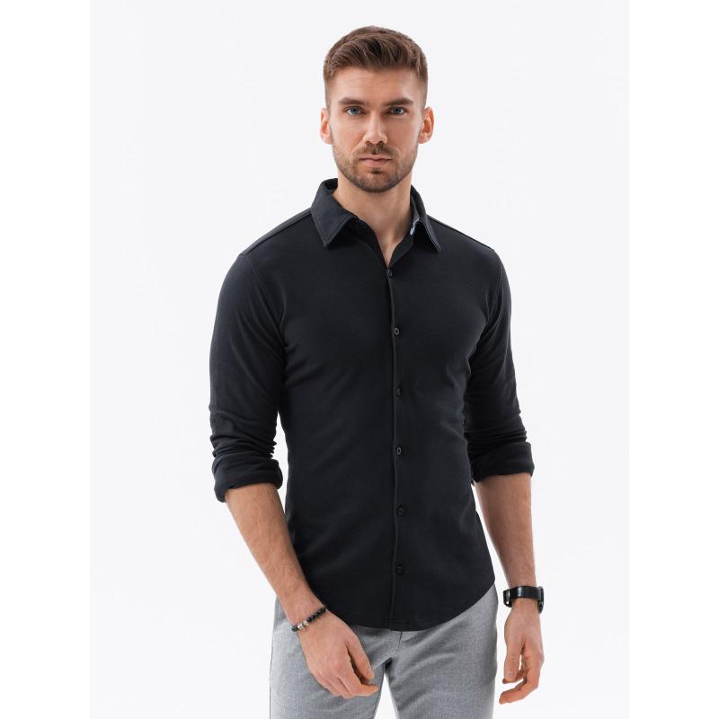 Pánske tričko SLIM FIT z ozdobnej tkaniny - modré V1