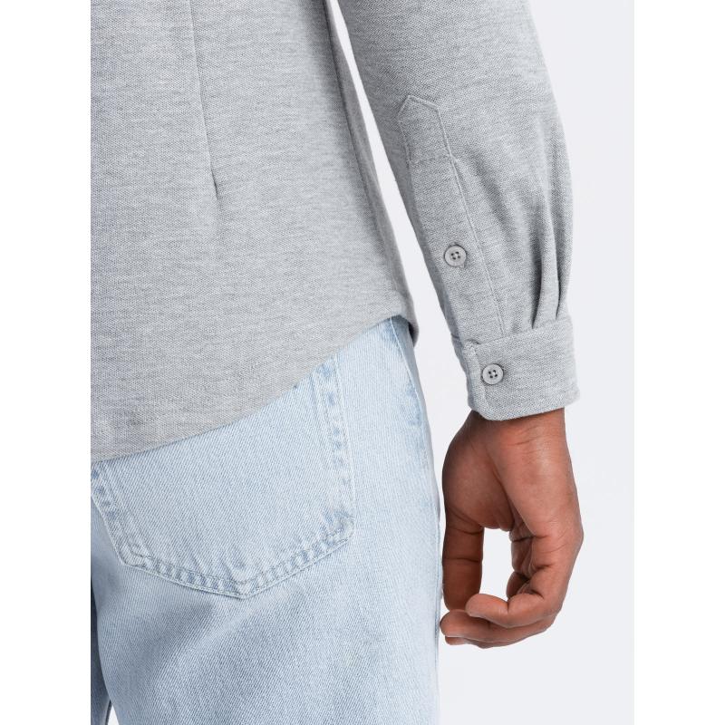 Férfi SLIM FIT ing dekoratív anyagból - kék V1