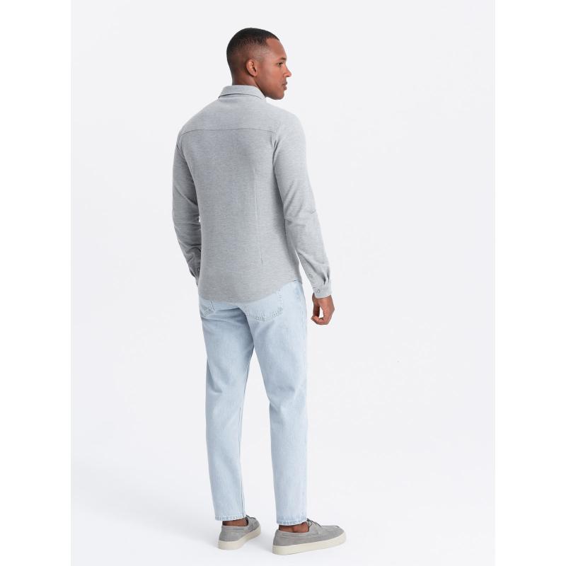 Férfi SLIM FIT ing dekoratív anyagból - kék V1