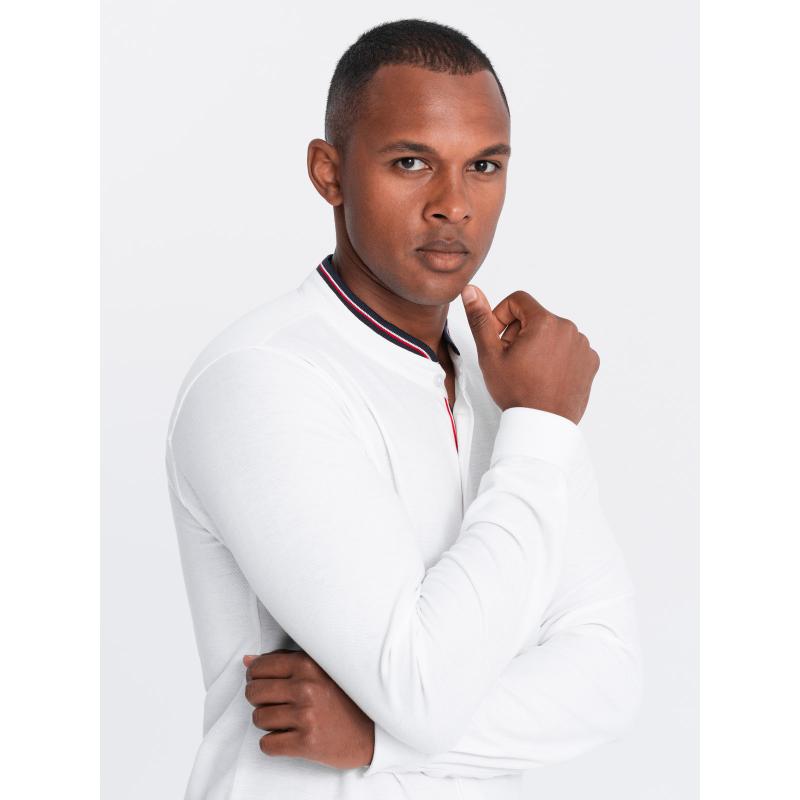 Pánská SLIM FIT košile z dekorativní látky - modrá V1