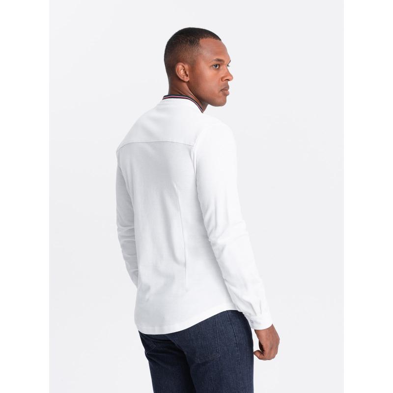 Pánská SLIM FIT košile z dekorativní látky - modrá V1