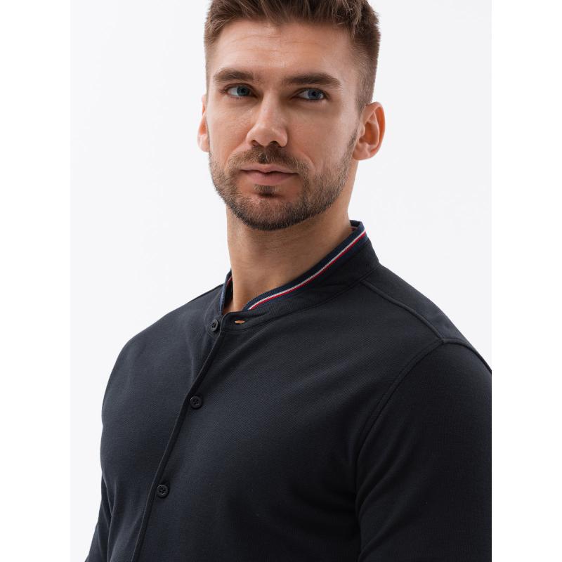 Pánská SLIM FIT košile z dekorativní látky - modrá V1