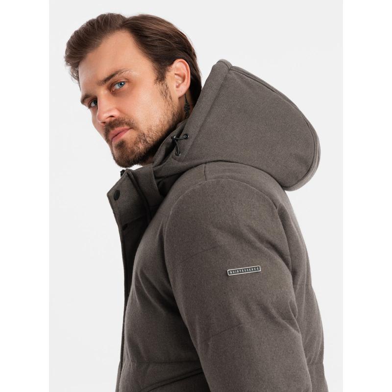 Pánská lehká bunda s kapucí a síťovanou podšívkou - olivová V2