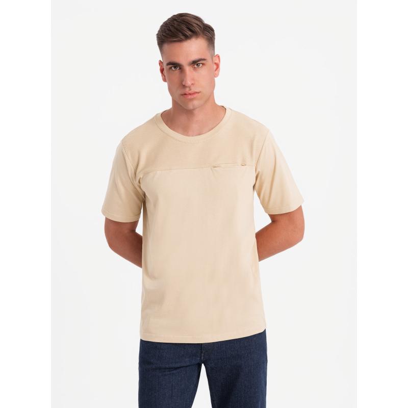 Férfi pamut póló finom hímzéssel - krém V2