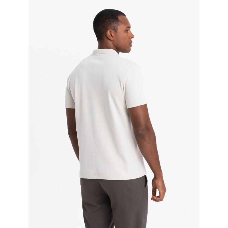 Pánská melanžová polokošile s pruhovaným límcem - černá V1 OM-POSS-0109