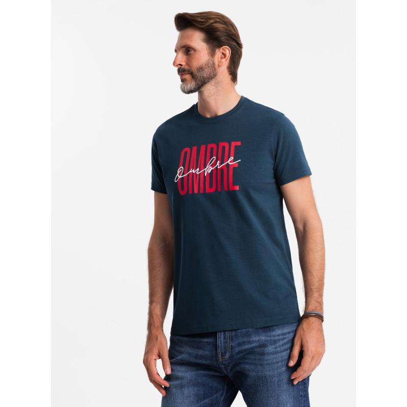 Pánske bavlnené tričko s jemnou výšivkou - krémová V2