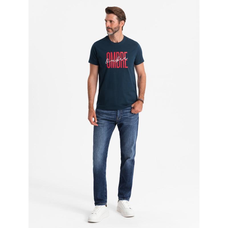 Pánske bavlnené tričko s jemnou výšivkou - krémová V2