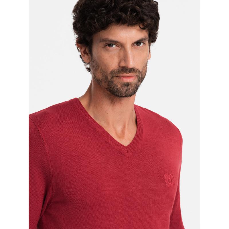 Elegantní pánský svetr s výstřihem do V - tmavě modrý V22