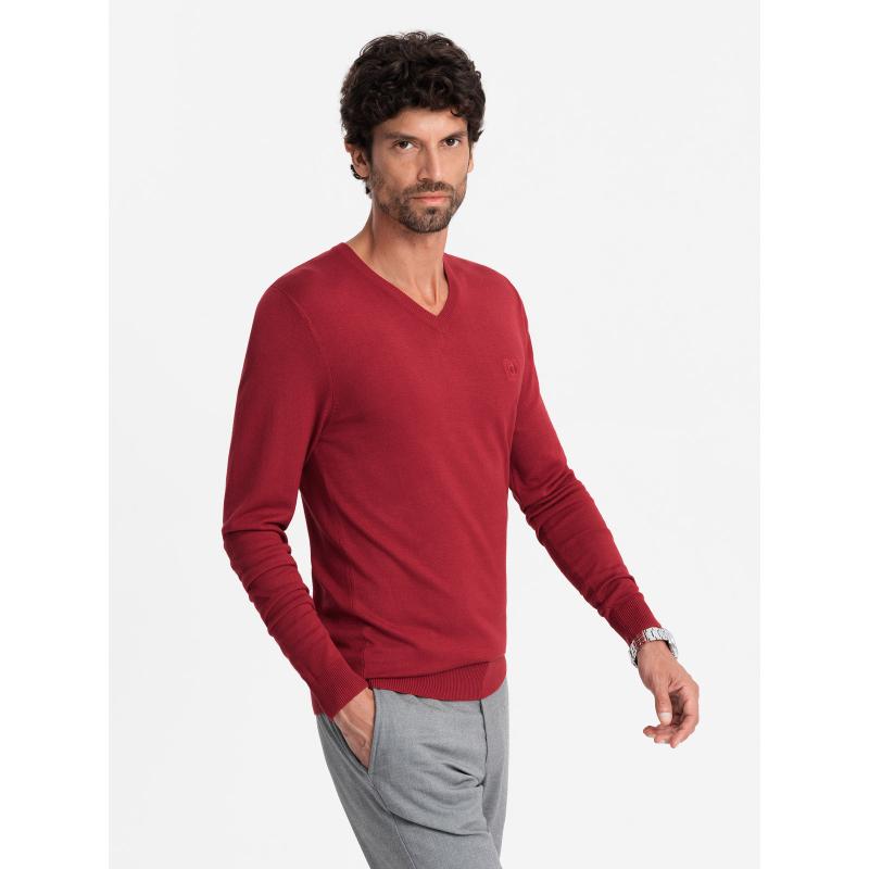 Elegantní pánský svetr s výstřihem do V - tmavě modrý V22