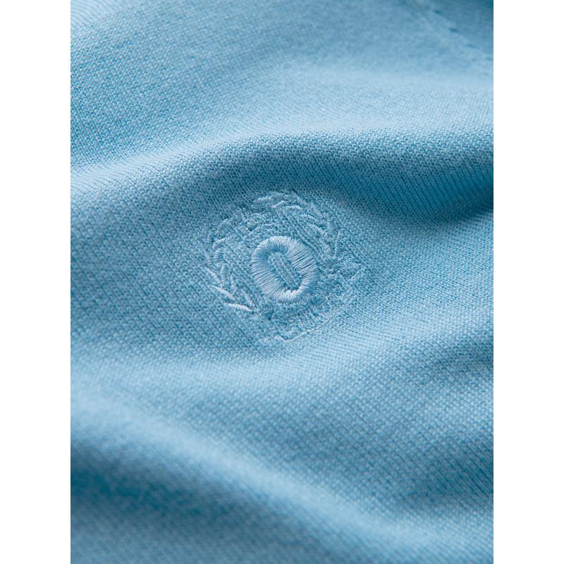 Elegáns férfi V-nyakú pulóver - sötétkék V22