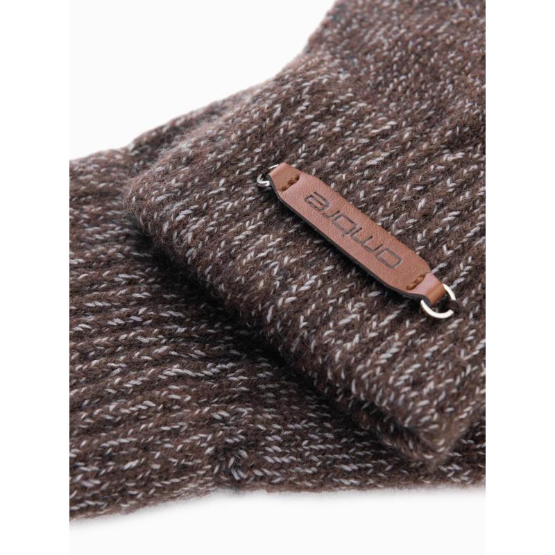 Pánské elegantní rukavice ze směsi vlny - grafitový melír V2