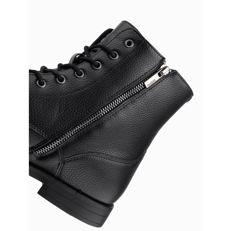 Férfi cipő öko bőrből, szigetelt magas felsőrésszel – fekete V1 OM-FOBO-0172 (BLACK)