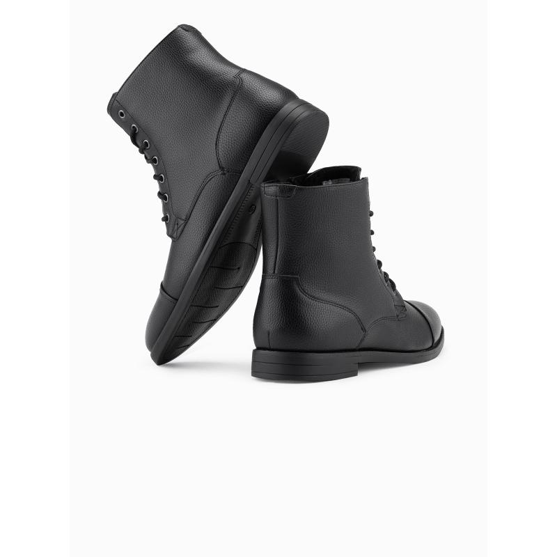 Férfi cipő öko bőrből, szigetelt magas felsőrésszel – fekete V1 OM-FOBO-0172 (BLACK)