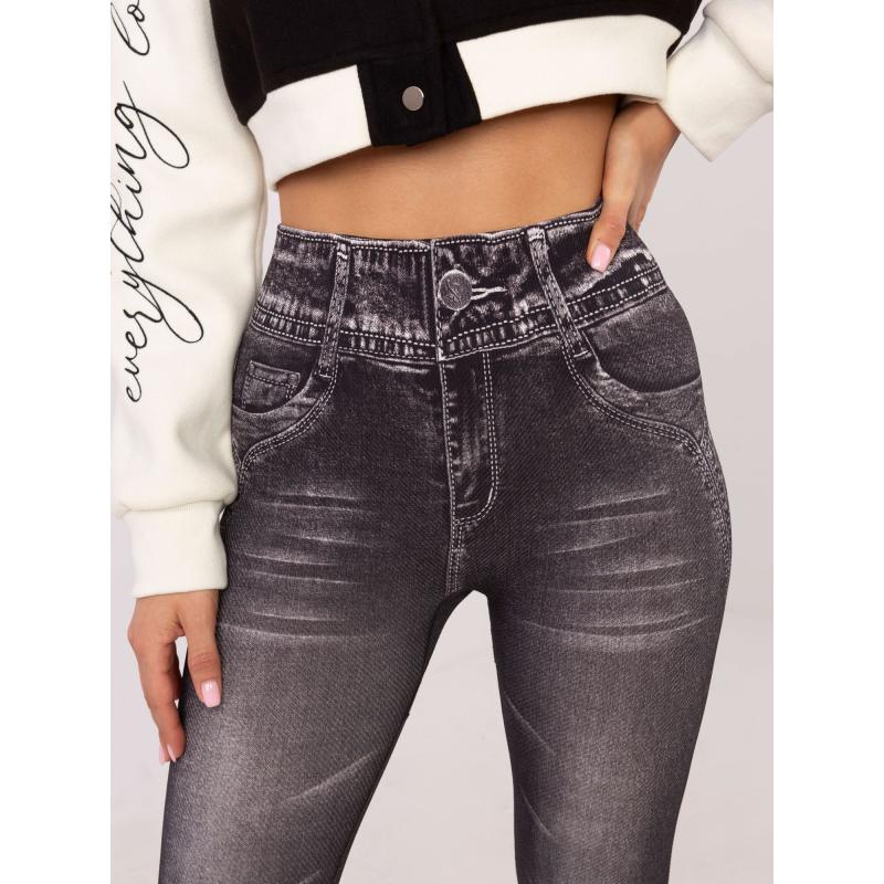 Černé dámské legíny z imitace džínoviny