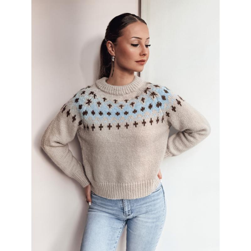 Dámsky sveter jednej veľkosti SKADOVA tmavobéžový